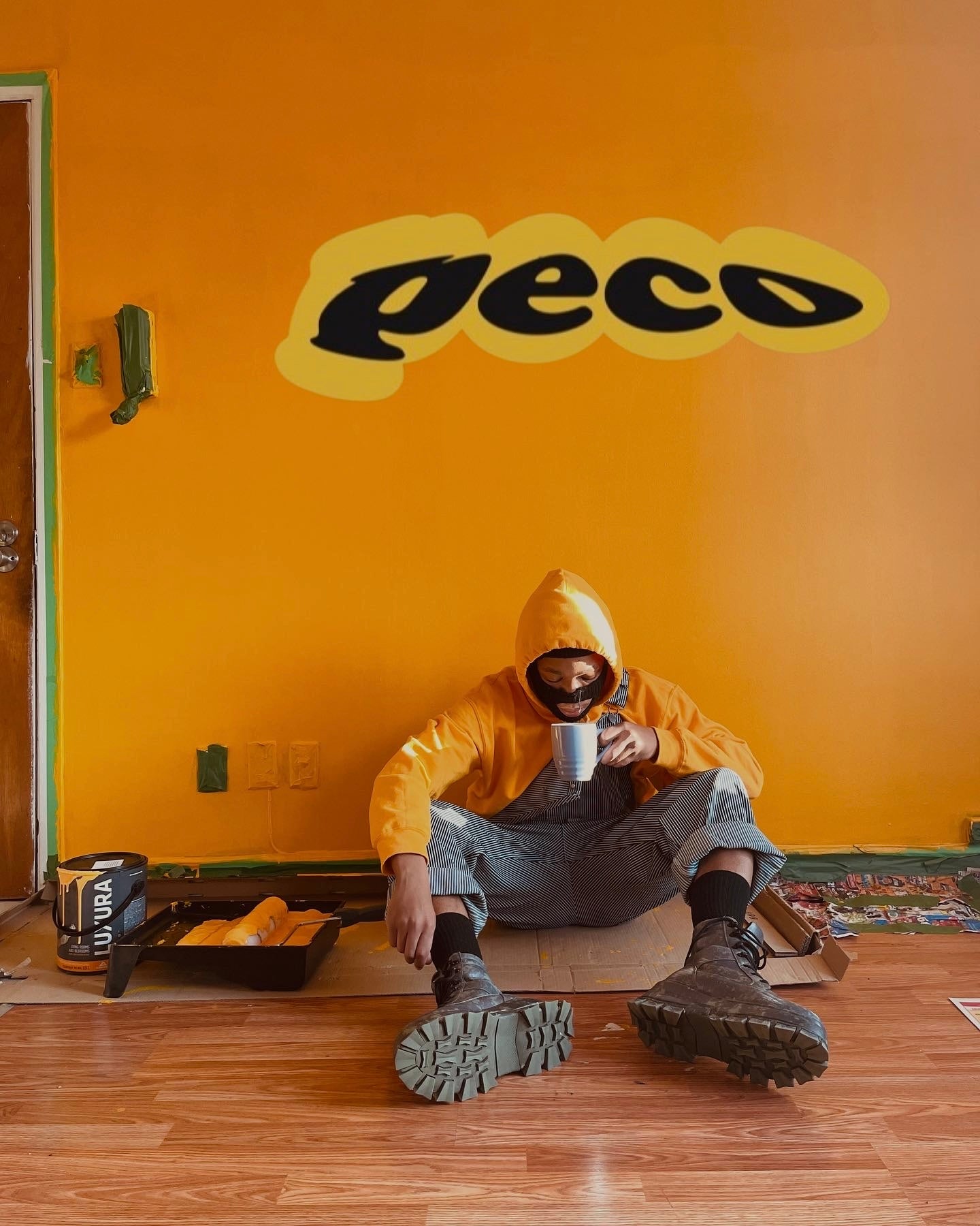 PECO mustard yellow oversized hoodie
